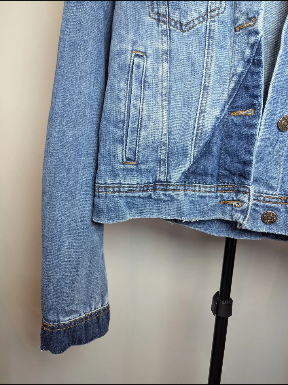 Free People Women's Size S Rumors Seamed Denim Indigo Acid Wash Blue Jacket - Picture 5 of 11